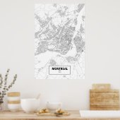 Poster Montréal (Québec) (noir sur blanc) (Cuisine)