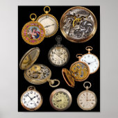 Poster Montres de poche Temps Steampunk Objets Collage (Devant)