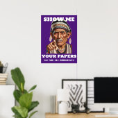 Poster Montrez-Moi Vos Papiers Immigration Homme Pointing (Bureau à domicile)