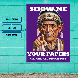 Poster Montrez-Moi Vos Papiers Immigration Homme Pointing