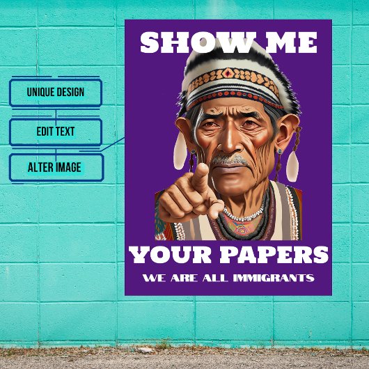 Poster Montrez-Moi Vos Papiers Immigration Homme Pointing
