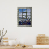 Poster Monts 3D - Fenêtre Faux (Cuisine)