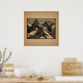 Poster Monts illustrés Art Vintage (Cuisine)