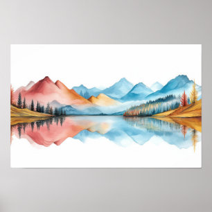 Poster Monts Nature Illustration Pastel Couleur Peinture