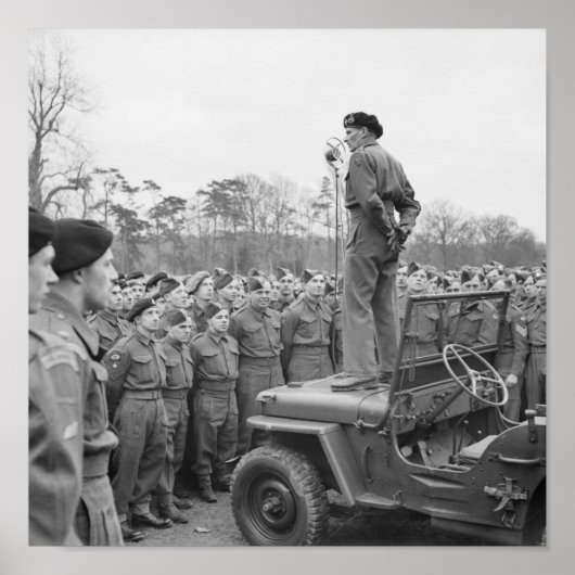 Poster Monty Addressing The Troops - 2ÈME GUERRE MONDIALE (Devant)