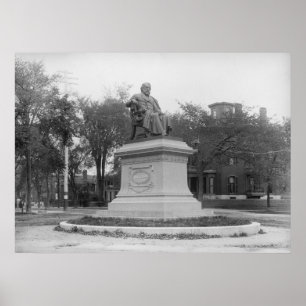 Poster Monument de Portland, Maine Longfellow circa 1890