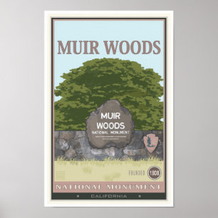 Poster Monument national 2 en bois de Muir