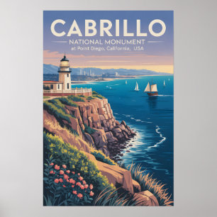 Poster Monument national Cabrillo Art vintage de San Di