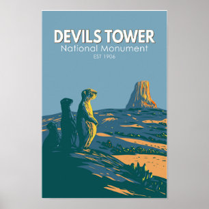 Poster Monument national de Devils Tower Prairie Dog Vint