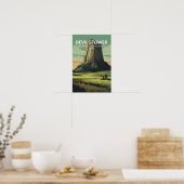 Poster Monument national de Devils Tower Voyage Art Vinta (Cuisine)