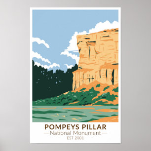 Poster Monument national Pompeys Pillar Montana Vintage