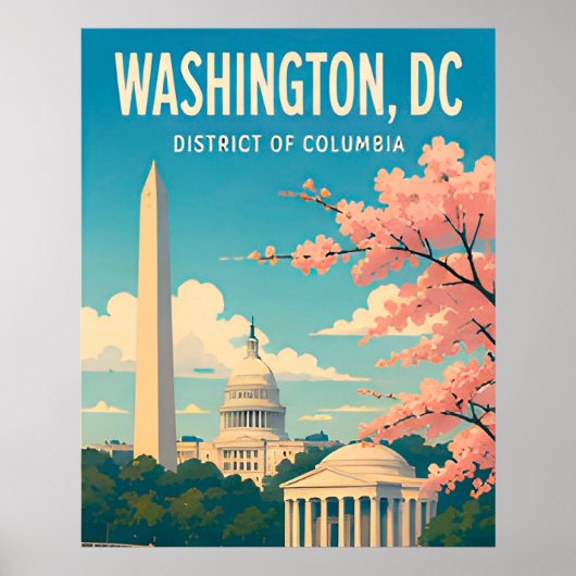 Poster Monuments du Capitole de Washington DC Skyline (Devant)