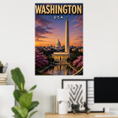 Poster Monuments du Capitole de Washington DC Skyline (Bureau à domicile)