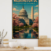 Poster Monuments et ciel de Washington DC et du Capitole (Cuisine)