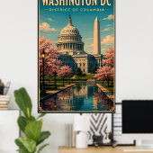 Poster Monuments et ciel de Washington DC et du Capitole (Bureau à domicile)