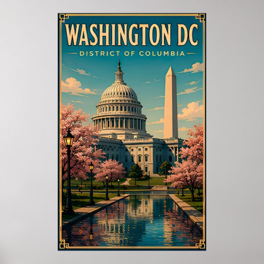 Poster Monuments et ciel de Washington DC et du Capitole (Devant)
