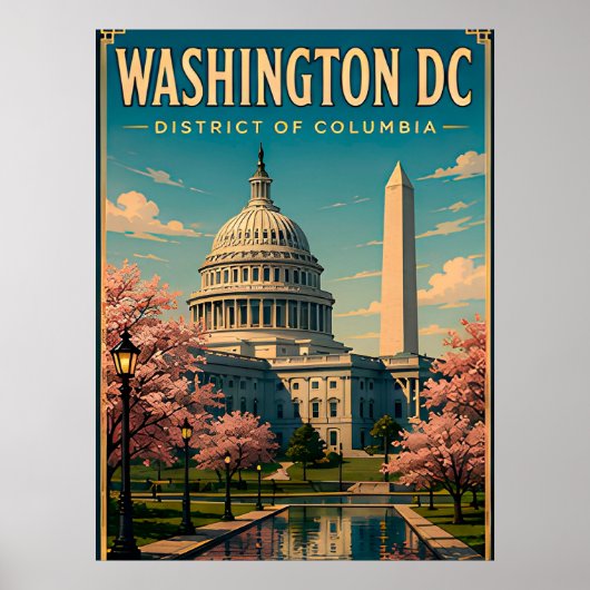 Poster Monuments et ciel de Washington DC et du Capitole (Devant)