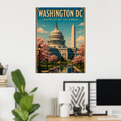 Poster Monuments et ciel de Washington DC et du Capitole (Bureau à domicile)