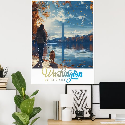 Poster Monuments & Histoire : Washington DC (Bureau à domicile)