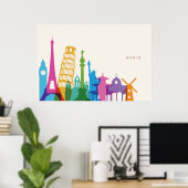 Poster Monuments Mondiaux Pastel Collage (Bureau à domicile)