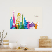 Poster Monuments Mondiaux Pastel Collage (Cuisine)