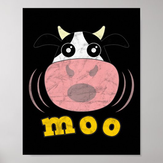 Poster Moo Cow Funny Animaux de ferme Fermier Calf Heifer (Devant)