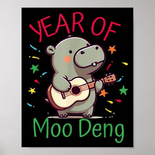 Poster Moo Deng Is A Pygmy Hip Happy New Year Funny (Devant)