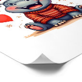 Poster Moo-Deng Noël Hippo mignon Caricature de Noël Neig (Coin)