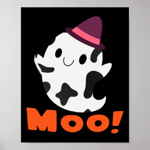 Poster Moo ! Drôle Cow Ghost Halloween Femmes Filles Garç