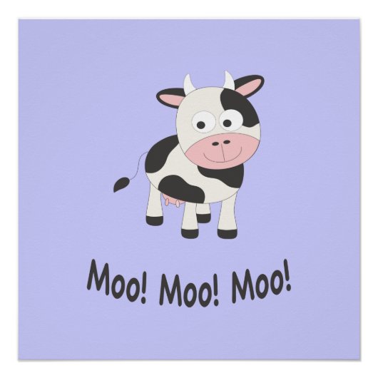 Poster Moo Moo Moo Cute Cartoon Vache (Devant)