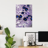 Poster Moody Abstrait Black & Blue Daisy sur Purple Plant (Bureau à domicile)