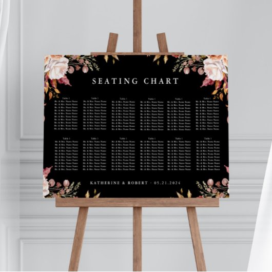 Poster Moody Autumn Floral Mariage Chart