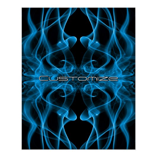 Poster Moody Blue Smoke Custom Abstract Art (Devant)
