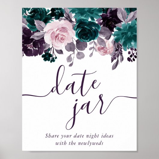 Poster Moody Boho | Eggplant pourpre et Turquoise date Ja (Devant)