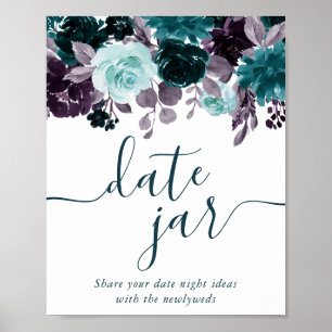 Poster Moody Boho Turquoise et aubergine date violet Ja