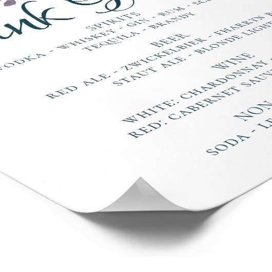 Poster Moody Boho | Turquoise Floral Garland Drink Choice (Coin)