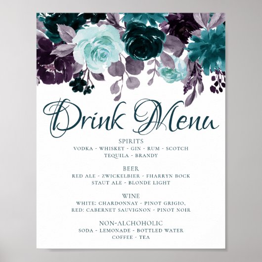 Poster Moody Boho | Turquoise Floral Garland Drink Choice (Devant)