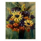 Poster Moody Floral Bouquet Sunflower Art (Devant)