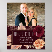 Poster Moody Floral Bourgogne Mariage Bienvenue (Devant)