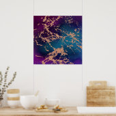 Poster Moody Marble | Luxe Deep Purple Turquoise Rose Gol (Cuisine)