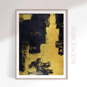 Poster Moody or & noir peinture abstraite murale art