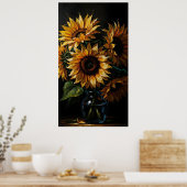 Poster Moody Sunflower Art - Floral (Cuisine)