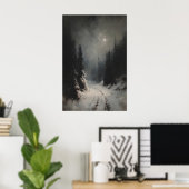 Poster Moody Winter Landscape Printable Snowy Forest Path (Bureau à domicile)