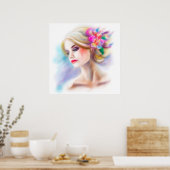 poster mooie vrouw portret mode (Keuken)