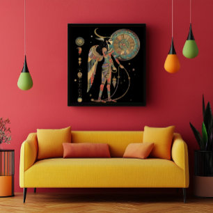 Poster Moon égyptien Dieu Khonsu Dark Rainbow sur noir