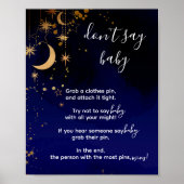 Poster Moon et étoiles thème shhhh ne dit pas bébé (Devant)