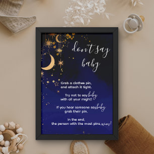 Poster Moon et étoiles thème shhhh ne dit pas bébé