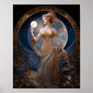 Poster Moon Goddess Queen Imaginaire Art