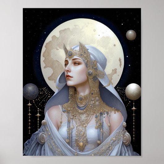Poster Moon Goddess Queen Imaginaire Art (Devant)
