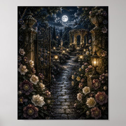 Poster Moon Hellebore Walk Vintage Botanical (Devant)